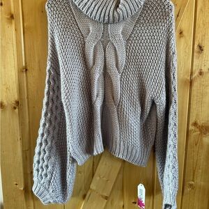Woven Heart Cozy Cable Knit Turtleneck Sweater, medium oversized